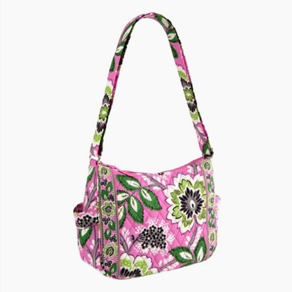 VERA BRADLEY Retired Priscilla Pink Floral Sophie Hobo Shoulder Bag & Coin Purse - Picture 1 of 9